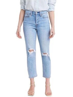 Levi's Women's Wedgie Straight Button Fly Distressed Knees Jeans Size 26